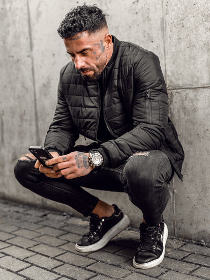 Men's Padded Quilted Stand Collar Warm Cotton Coat Jacket_voghion.com