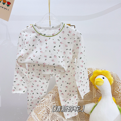 Anmeiya middle and large children's boneless Lycra underwear set ginger breathable boys and girls autumn clothes and autumn trousers two-piece manufacturer