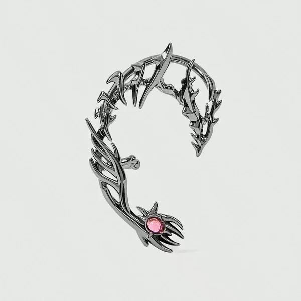 European and American cross-border future mechanical dragon-shaped metal Halloween rose mandala dark style street photography no-piercing ear cuffs