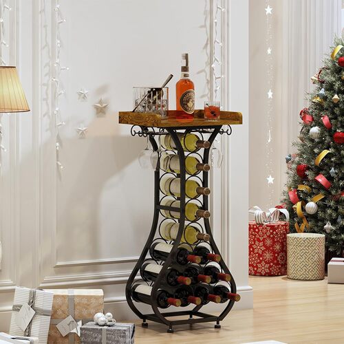 Cross-border spot expandable red wine rack mini bar table plant stand with glass frame wall-mounted space-saving wine cabinet