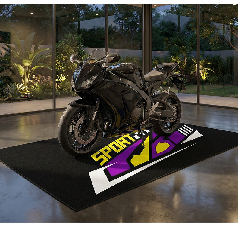 Cross-Border Supply of Motorcycle Floor Mats, Nylon Printed Rubber Carpets, Oil-Proof and Stain-Resistant, Printed with Advertising Logos, Motorcycle Mats