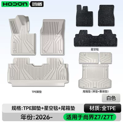 model car interior foot mats, Modelə uyğun ayaqaltı - hongmeng-smart-travel-fashion-z7-26-models-package-set-white-tpe-black-starry-sky-blanket-trunk-mat-backrest-cushion