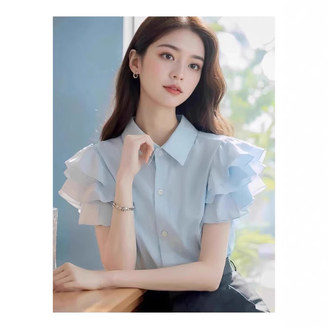 Blue cute elegant summer shirt