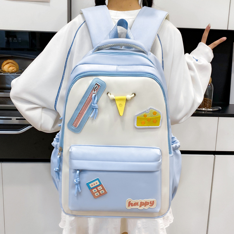 Bonita mochila de mensajero para estudiantes, nueva mochila de escuela primaria de gran capacidad para estudiantes de secundaria, mochila de mensajero casual de color en contraste