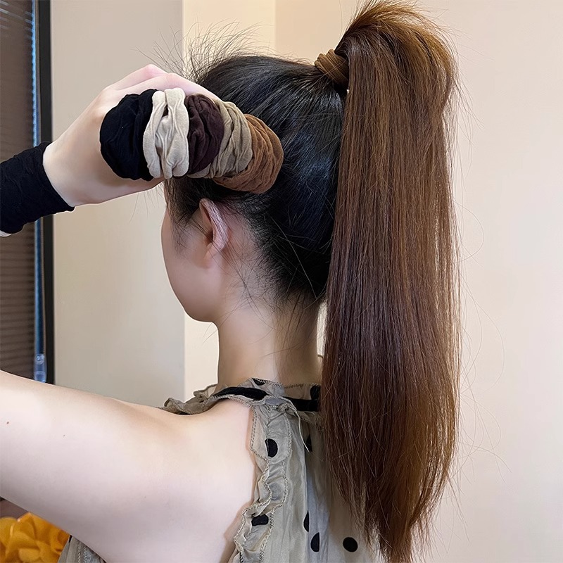 alta elasticidad sin costura ultra ancho máscara muscular cabello anillo cuerda de cabeza de mujer alta cola de caballo correa universal red atada cabello cuerda de cabeza