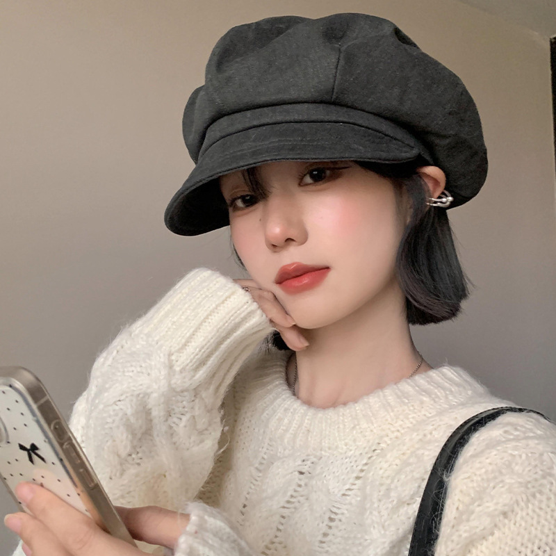 Vintage Octagonal Beret Hat For Women Elegant Artistic Style_voghion.com