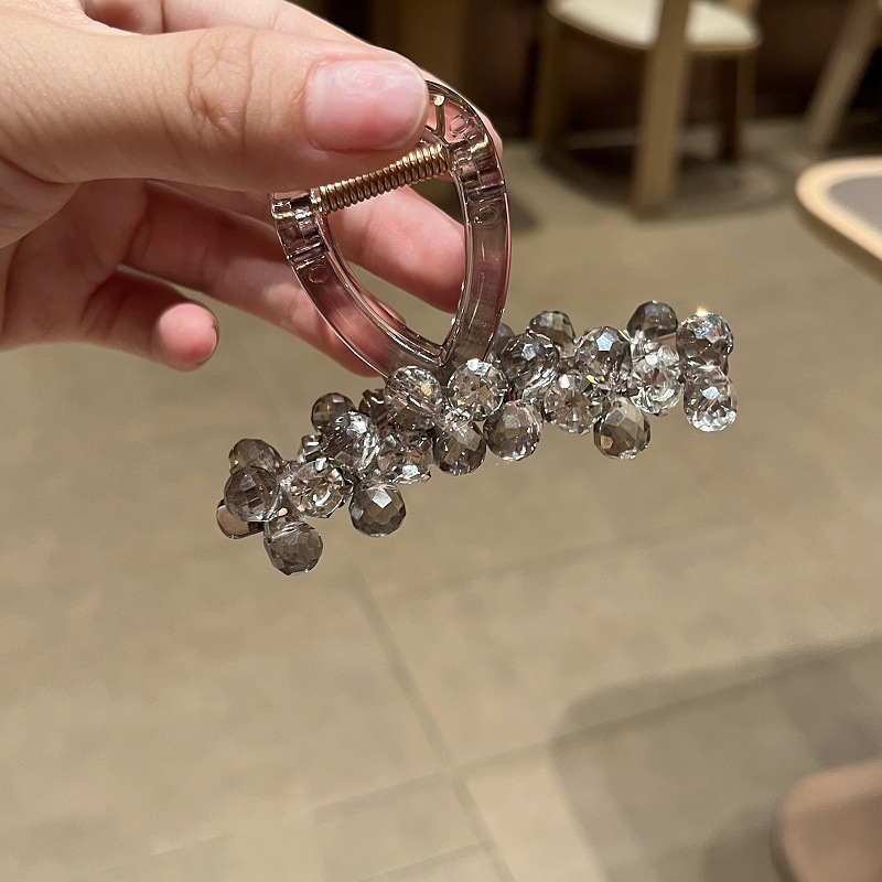 韓国版の軽い高級ラインストーンクリップ、高級感、中型ヘアクリップ、気質、女性用ハーフタイヘアクリップ、ヘアアクセサリー、ヘッドドレス|undefined