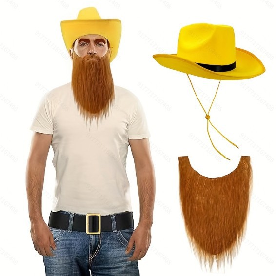 Juego de 2 piezas de barba de cinta negra con borde amarillo