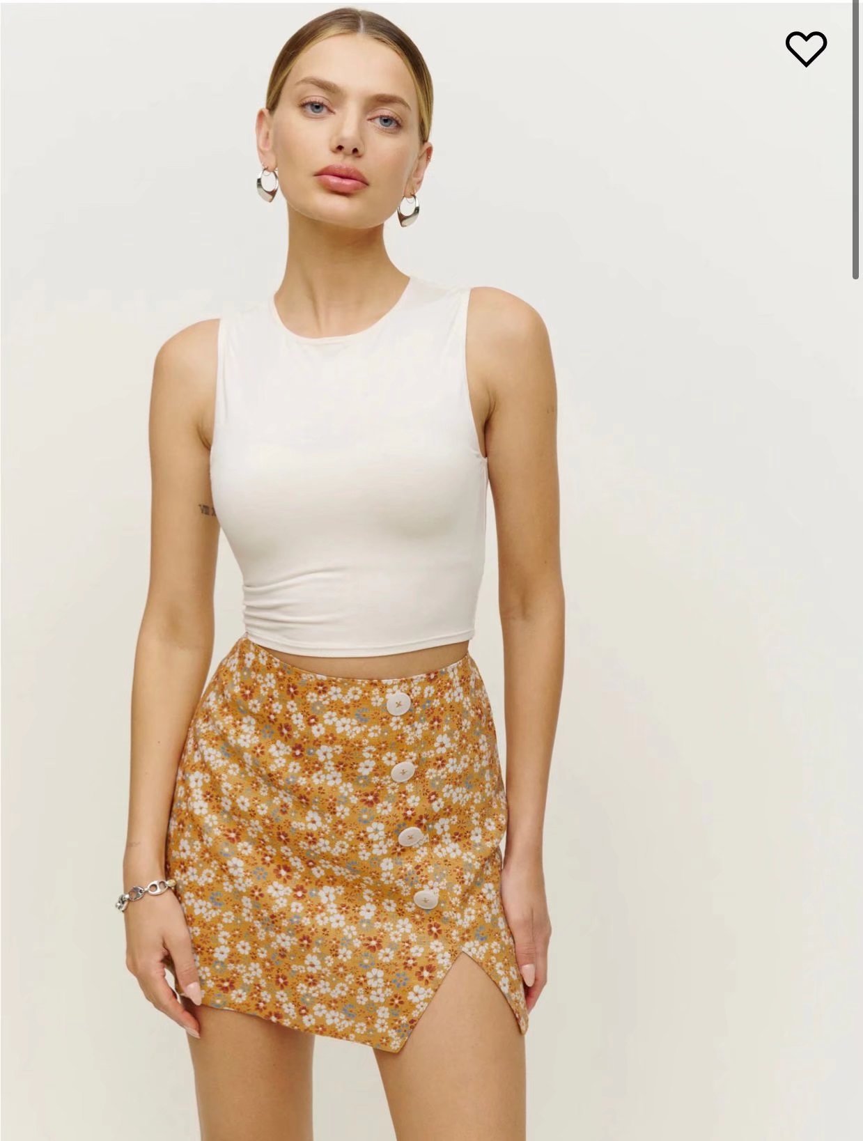 button floral high waist slit slim skirt NSAM133374