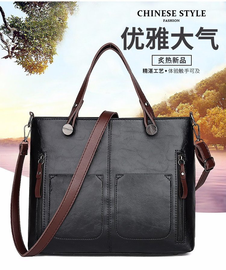 New retro European and American trend women's handbags, single-shoulder bags, crossbody bags, oil-leather cross-border one-piece shipping worldwide undefined