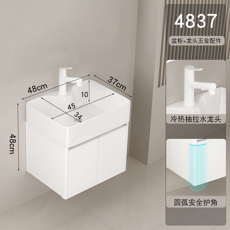 Gabinete de baño lavabo combinación redondeada lavabo de baño lavabo integrado lavabo de cerámica pequeño apartamento super estrecho