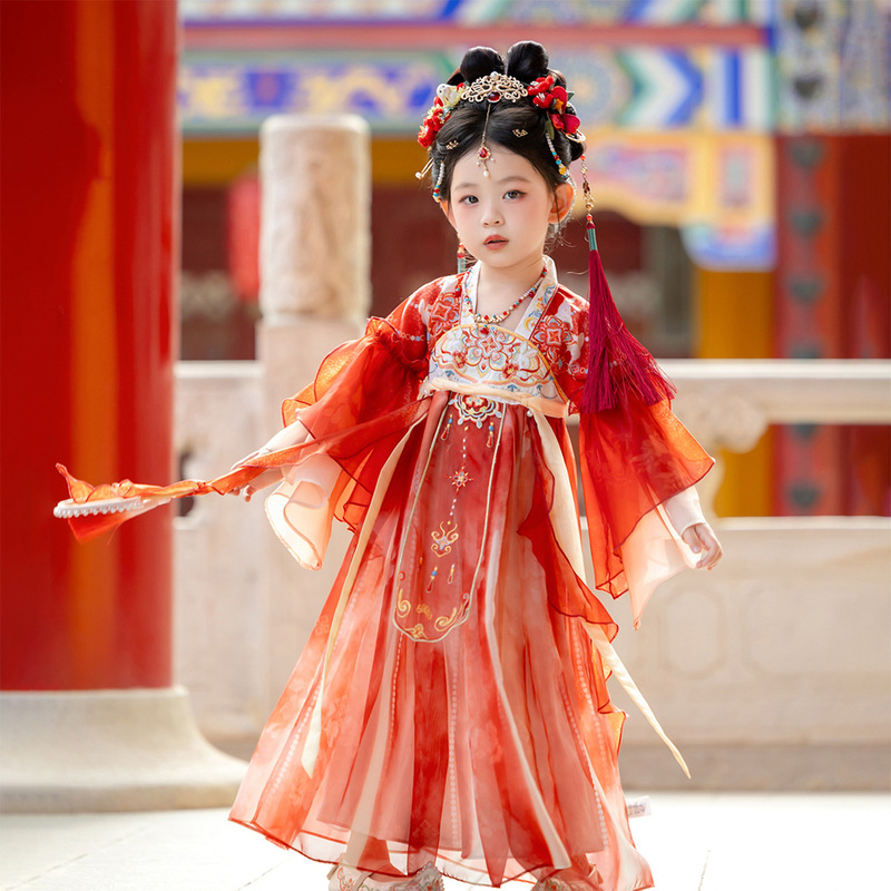 Hanfu for Girls 2026 New Style Children's Autumn Chinese Style Fairy-Like Skirt Little Girl Red Original Tang Suit Dress Hanfu for Girls 2026 New Style Children's Autumn Chinese Style Fairy-Like Skirt Little Girl Red Original Tang Suit Dress