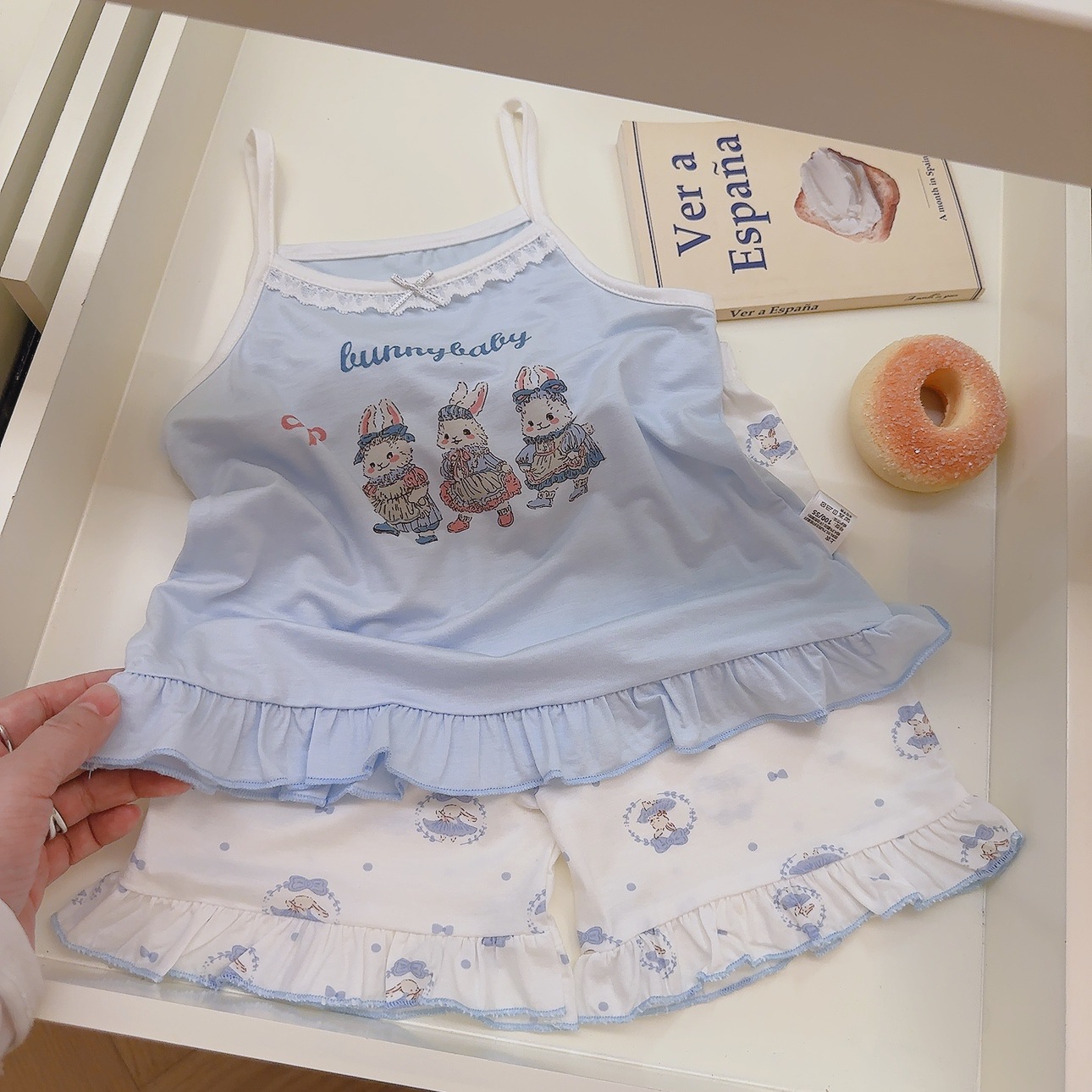 [Su bebé] Traje de honda de verano para niños Lycell Tensit Encaje para niñas Lindo pequeño camisón de princesa