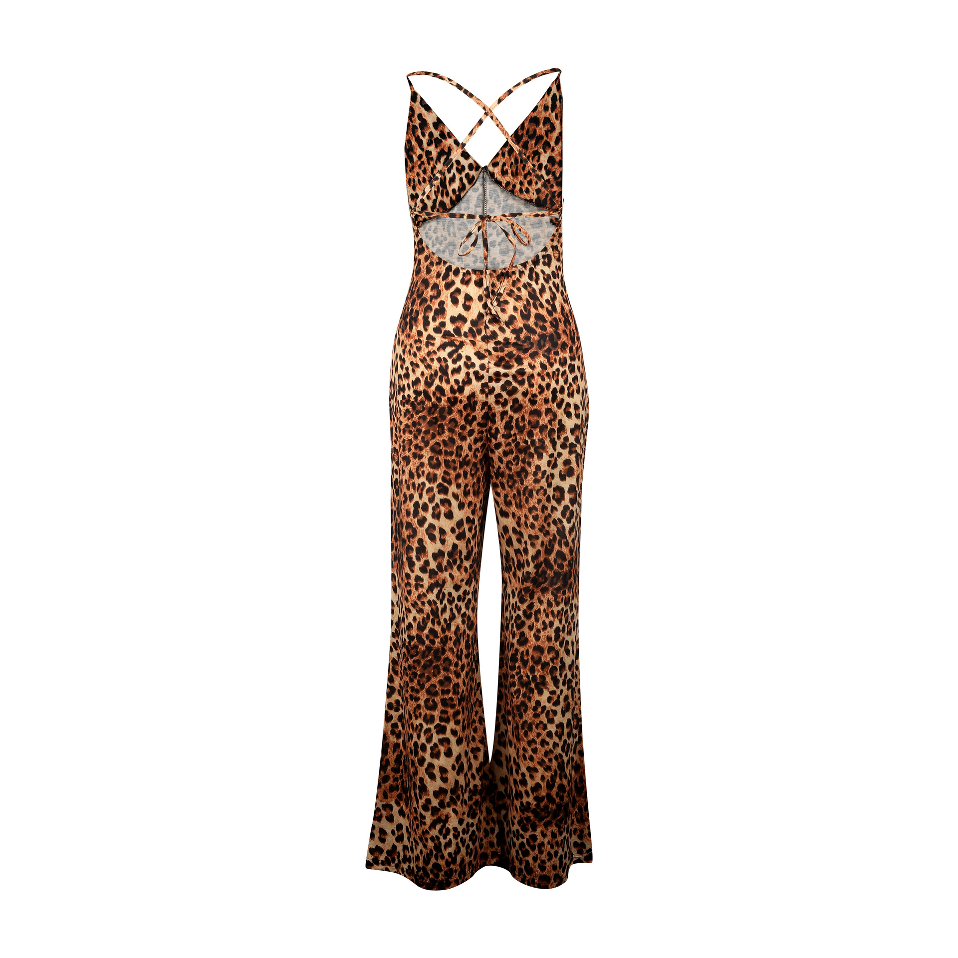 Women Clothing Leopard Print Jumpsuit Sling Micro Pull Sleeveless Jumpsuit Summer