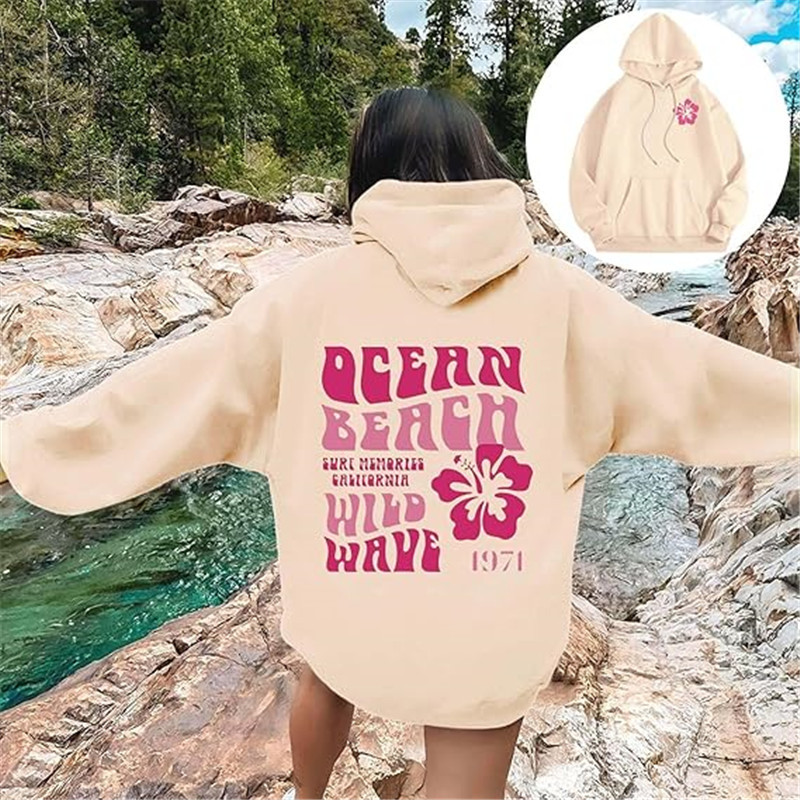 New XS--5XL European Size Women's Drop Shoulder Sleeve Ribbed Cuff Hem Sweatshirt Hoodie With Oversized Letter Print_voghion.com