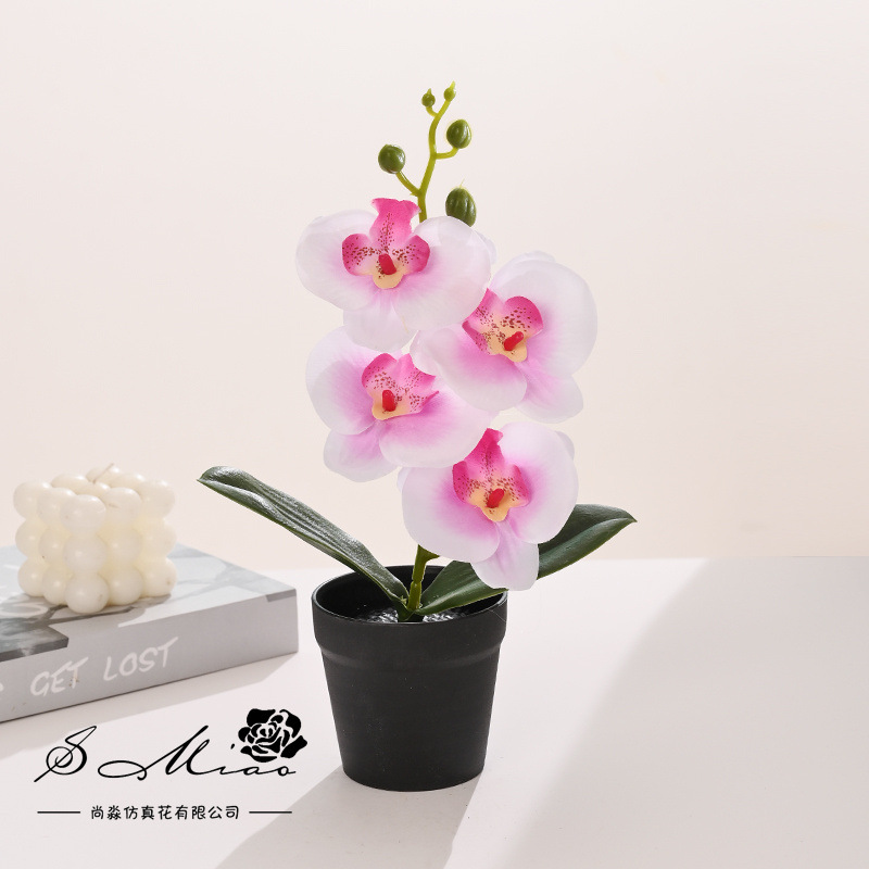 Orquídea Phalaenopsis Artificial en Bonsái, Suministrada Directamente por el Fabricante, Plantas Artificiales Creativas para Decoración de Interiores, Flores Artificiales, Plantas en Maceta Simuladas