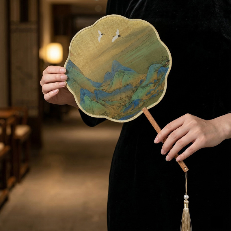Chinese-Style Round Fan with Tassels for Children, Hanfu, Women's Qipao, Traditional Dance Fan, Summer Classical Palace Round Fan Chinese-Style Round Fan with Tassels for Children, Hanfu, Women's Qipao, Traditional Dance Fan, Summer Classical Palace Round Fan
