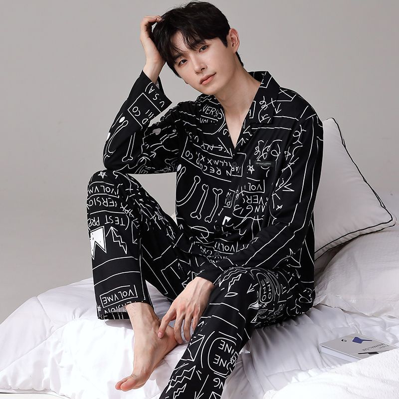 Pijamas de los hombres Primavera y Otoño Invierno 100% algodón de manga larga pantalones delgados más tamaño desgaste de alto nivel de los hombres de verano ropa de casa