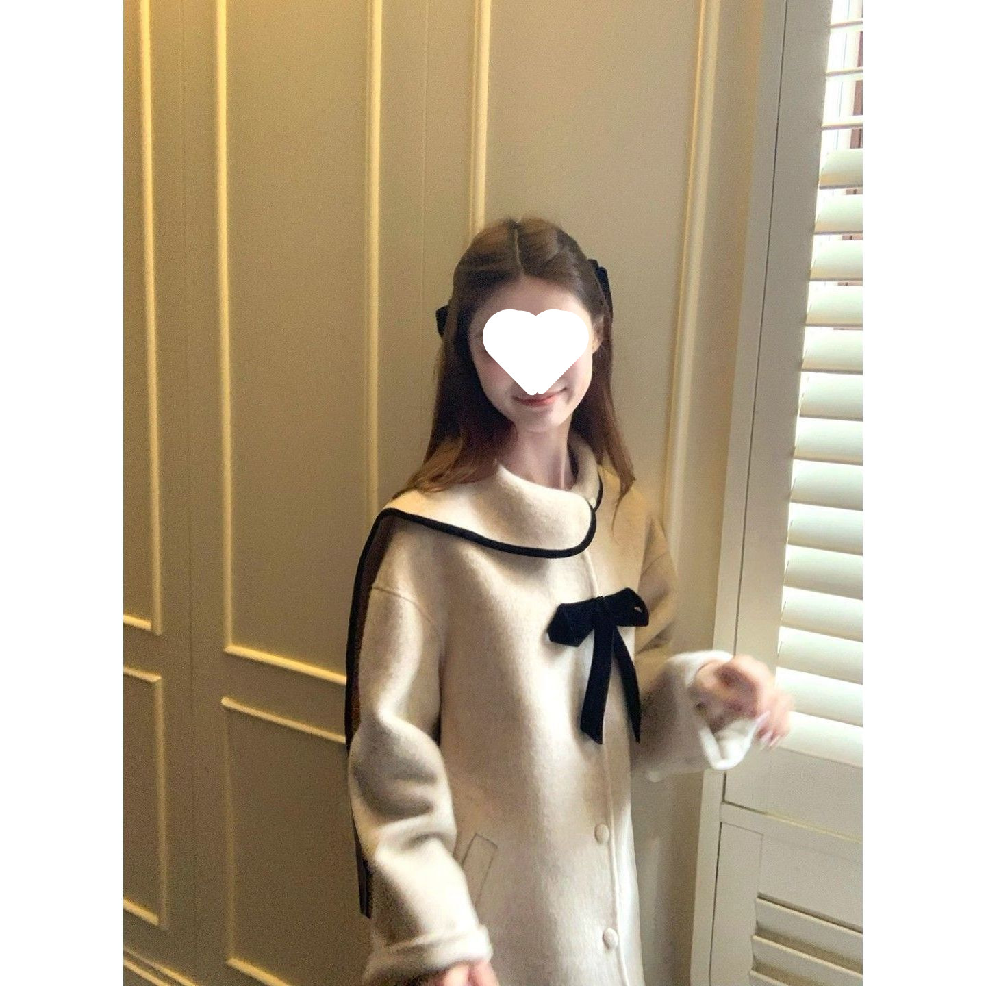 Elegant Bow Single-Sided Scarf Wool Coat for Women 2025 Autumn/Winter New Design Mid-Length Coat