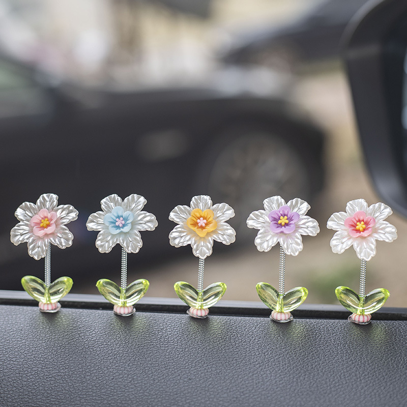 2024 nueva flor clara de verano decoración de la cabeza del coche de la consola central del coche decoración de la flor de la trompeta