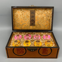 古物精品古董收藏 珍藏多年清代漆器盒宝石 古玩杂项 直径5厘米老