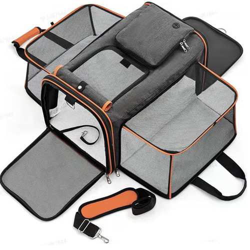 Cross-border cat bag, portable, large-capacity, portable pet bag, breathable, expandable cross-body, foldable cat cage for outings, wholesale