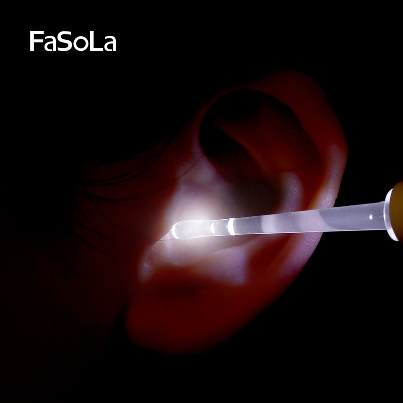 FaSoLa hogar luminoso oído pico con la luz de los niños pico bebé Seguridad cabeza suave oído recoger artefacto