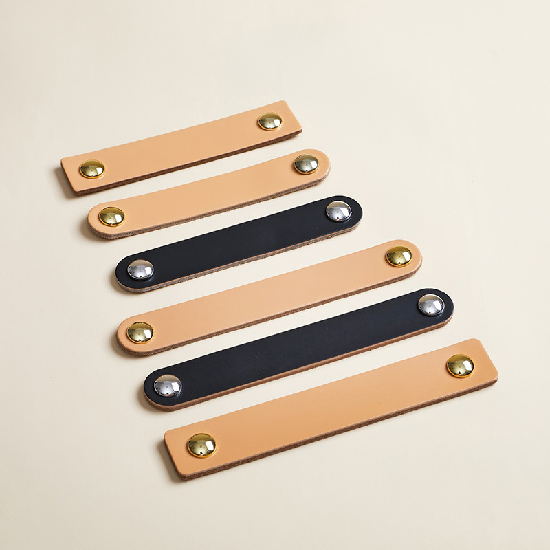 Cross-border thickened cowhide handle Nordic wardrobe leather handle tatami cabinet door drawer gold handle furniture hardware