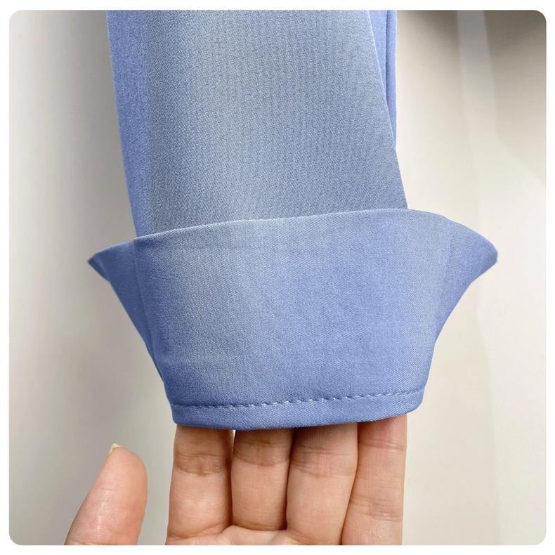 Men's Clothing High Grade Drape Ice Silk Shirt Men's Spring And Autumn Long Sleeved Casual Solid Color Shirt Light Mature Style_viptrois.com