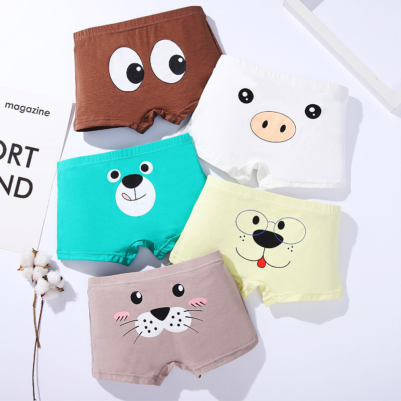 Cross-Border Supply of Children's Underwear, Boys' Pure Cotton Boxer Briefs, Boxer Shorts, Medium and Large Boys' Cartoon Student Underwear