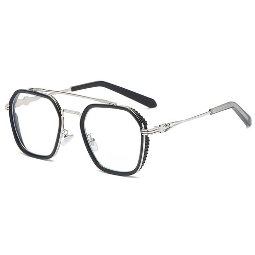 New style eyeglass frames, identical to those worn by William Chan, anti-blue light and single vision, fashionable double-bridge design, available for prescription glasses frames wholesale.