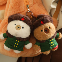 水豚玩偶東北卡皮巴拉公仔玩偶卡皮巴拉波波娃軍大衣掛件毛絨玩具