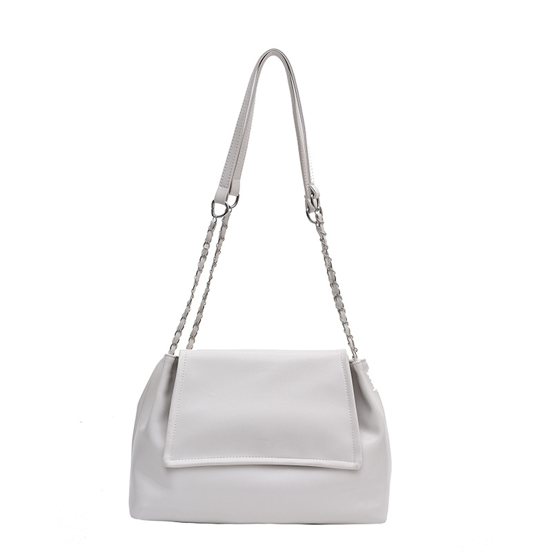 Bolsa de hombro de textura plateada de gran capacidad de transporte de cadena, nuevo nicho de diseño retro bolso de mujer