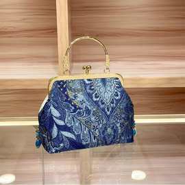 中国风口金diy材料包手提包锦缎链条挎女免裁剪教学包