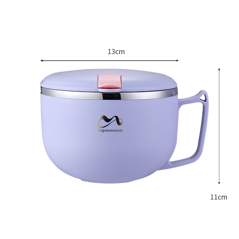 304 de acero inoxidable estilo japonés drenando tazón de fideos instantáneos dormitorio de estudiantes taza de fideos instantáneos lonchera de gran capacidad con tapa lonchera
