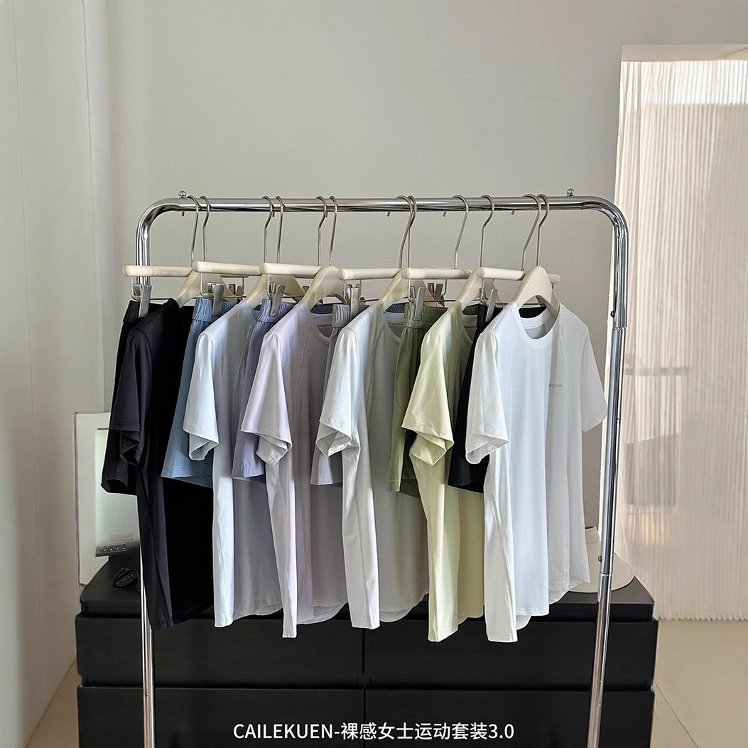 Summer Nude Women's Sports Suit 3.0 Quick-Drying, Lightweight, Breathable, Simple Round Neck Thin Fitness Running Shorts