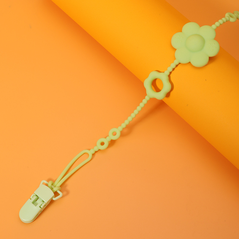 Suministro directo de fábrica de chupetes para bebés y niños pequeños Hebilla de cadena de silicona Clip de cadena de chupete Cadena anti-caída de silicona para bebés