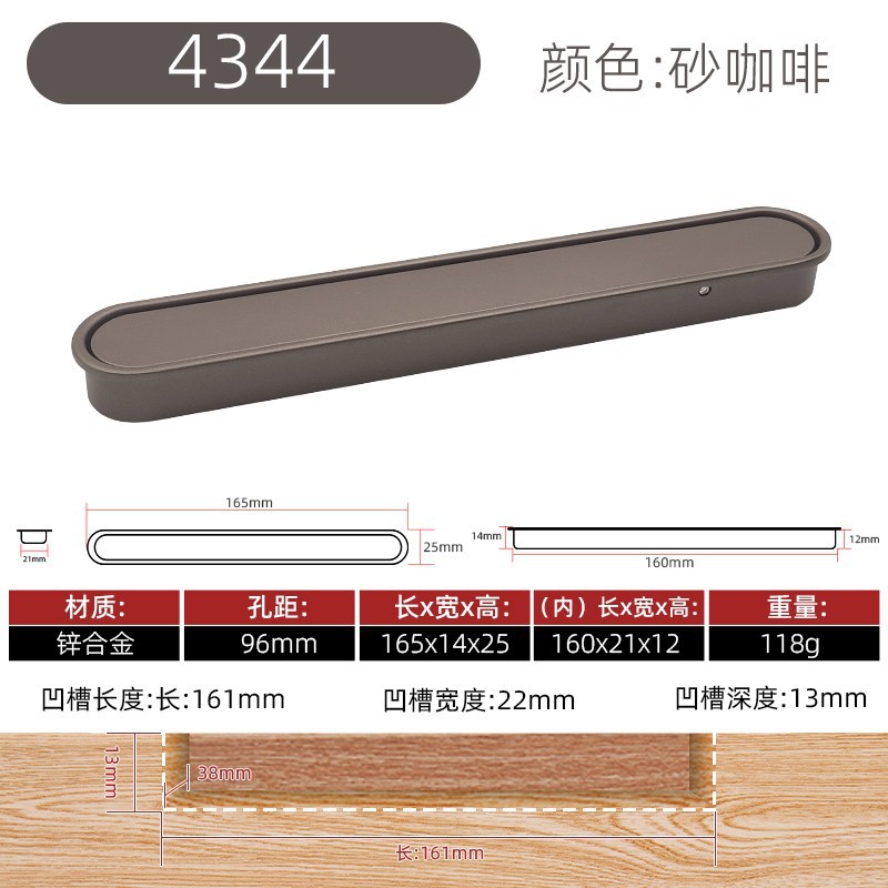 Manija anticolisión encajada ranurada simple moderna de la puerta de gabinete del tirón estrecho de la aleación del cinc