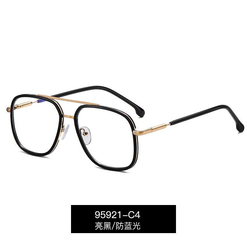 95921 de moda nuevo puente de la nariz doble TR90 gafas ópticas de los hombres anillo de metal gafas de luz anti-azul con gafas