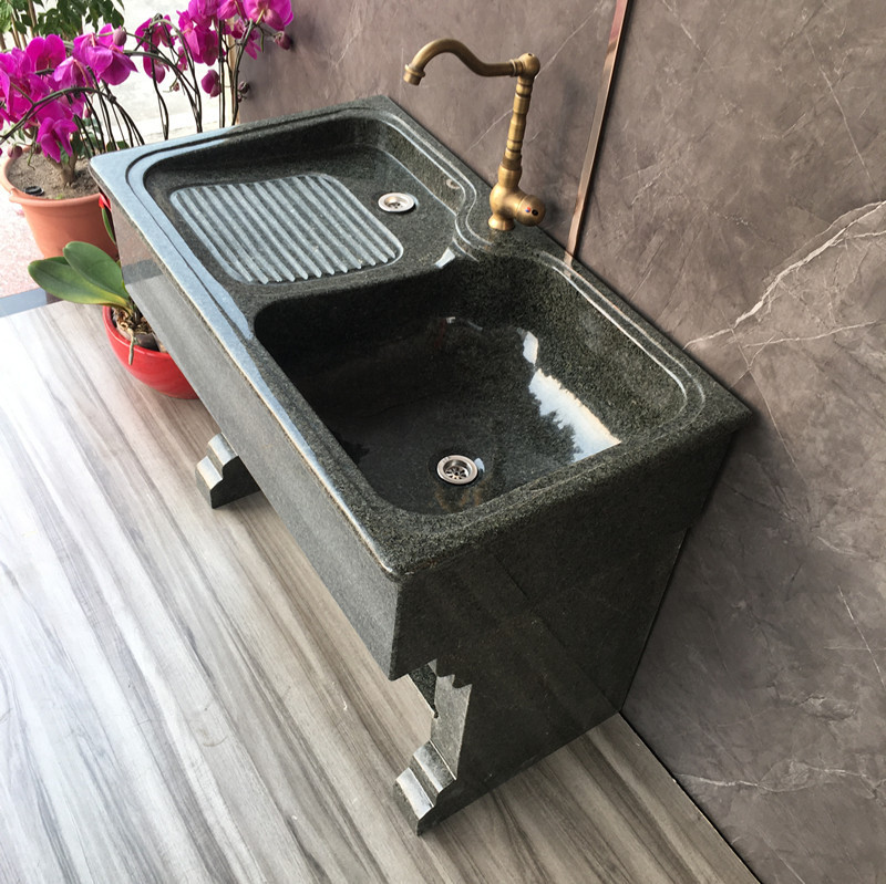 Outdoor stone laundry pool with washboard integrated basin sink granite laundry basin balcony marble washbasin