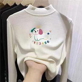 双面德绒打底衫中大童内搭秋冬女童装长袖t恤半高领男童保暖上衣