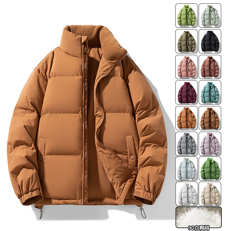Quality Inspection 90 White Duck Down Jacket Men's Winter New Multi-color Loose Set Collar Jacket Couple's Simple All-match Top Quality Inspection 90 White Duck Down Jacket Men's Winter New Multi-color Loose Set Collar Jacket Couple's Simple All-match Top