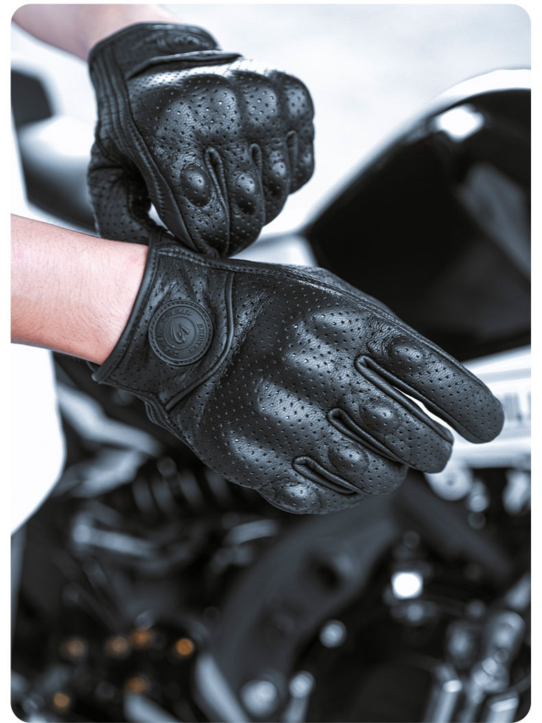 Motorcycle Riding Gloves Genuine Leather Sheepskin Half-Finger Breathable Retro Cruising Harley Rider Motorcycle Gear Spring and Summer Season