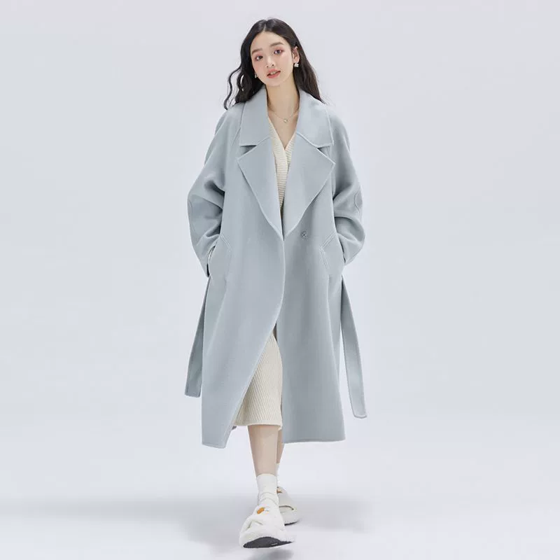 Корейская передовая синяя шерстяная куртка женская осень-зима 2024 новая маленькая шерстяная куртка