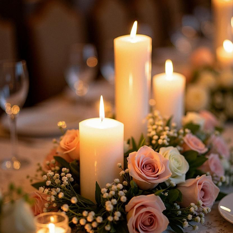 Vela cilíndrica sin humo e insípida propuesta de matrimonio banquete de cumpleaños hotel de Navidad restaurante occidental iglesia hogar mesa de cera sin humo
