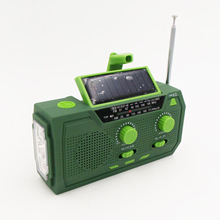 热销新品太阳能手摇收音机AM/FM/WB手电筒阅读灯蓝牙手机充电SOS