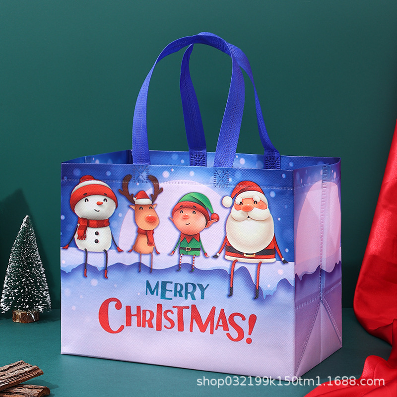Bolso no tejido de Navidad bolso de mano logotipo personalizado gran película de dibujos animados transfronterizos alta sensación bolsa de embalaje de regalo
