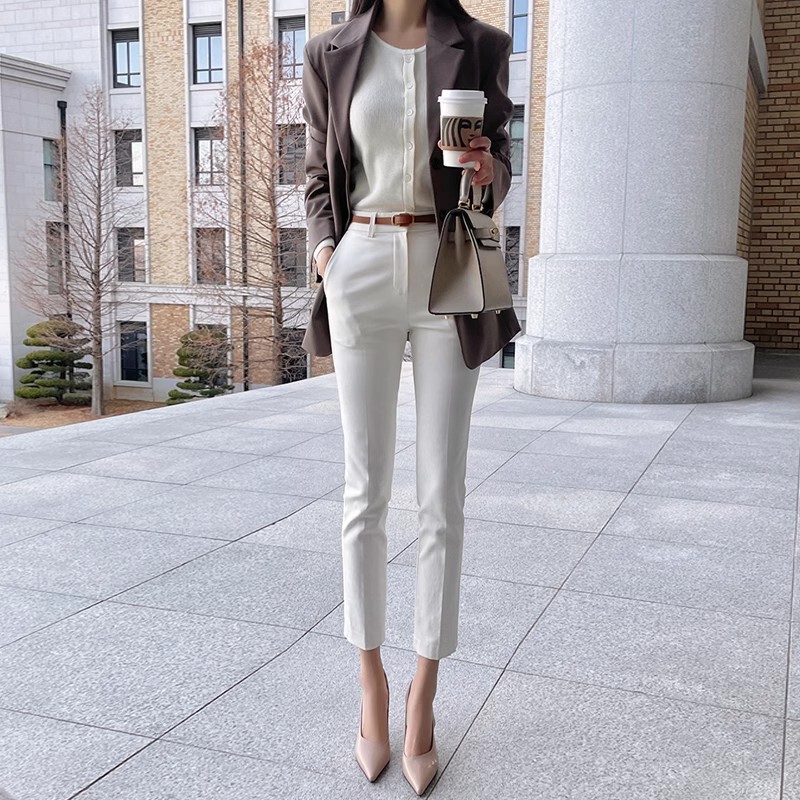 Drape Nine-Point Suit Pants for Women Spring & Fall New High-Waisted Straight Nine-Point Pants High-End Professional Work Clothing Casual Pants