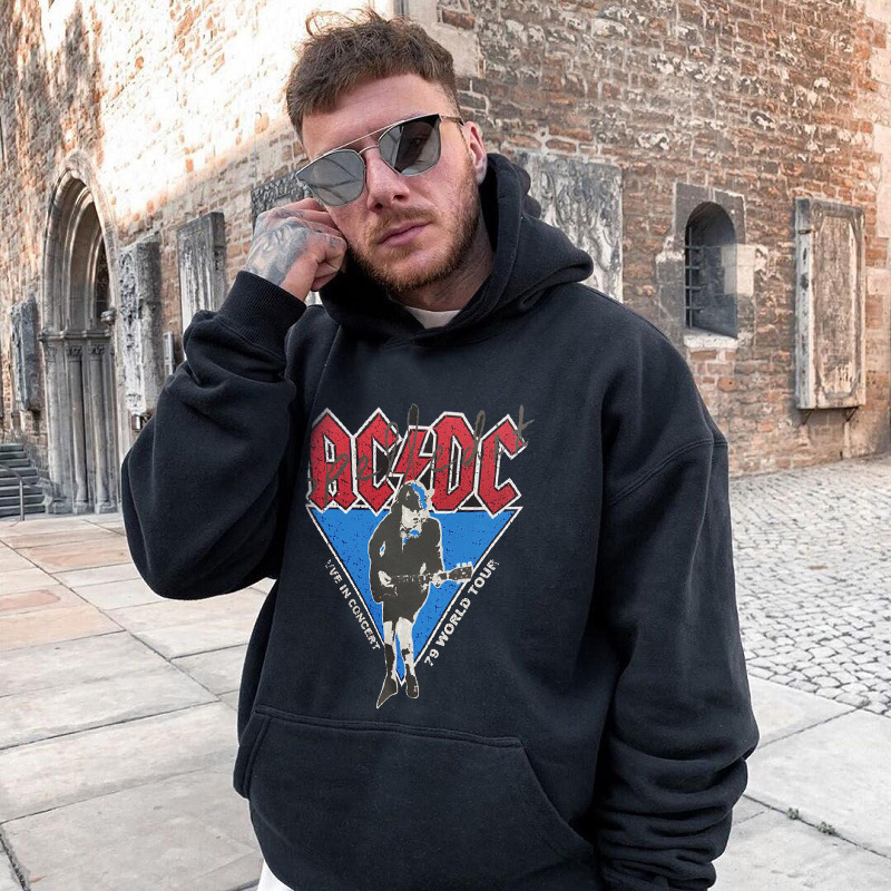 European and American Fashion Brand American ACDC Retro Rock Personalized Print High Street Velvet Hoodie Hoodie Hoodie European and American Fashion Brand American ACDC Retro Rock Personalized Print High Street Velvet Hoodie Hoodie Hoodie