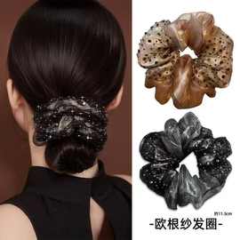 铂思亚同款发圈满星镶嵌法式双层欧根纱甜美气质头花扎头发头绳女